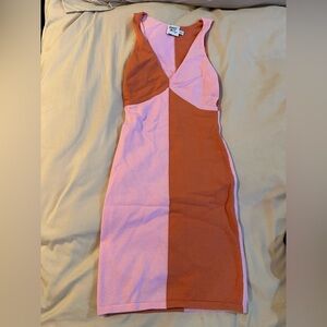 Princess Polly Colorblock Midi Dress in Pink and orange